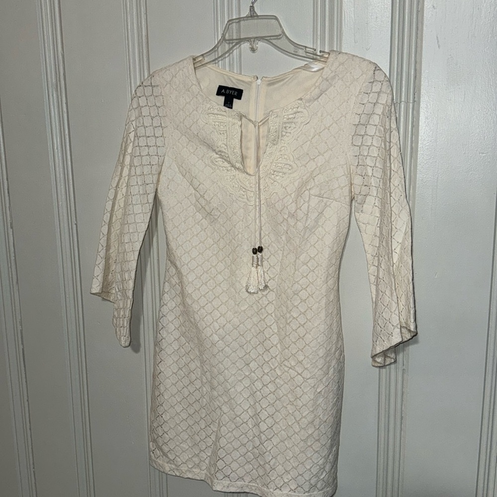 A. Byer Cream Boho Style Short Dress - Size 7